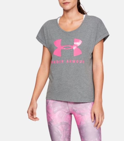 T-shirt Femme Under Armour Graphic Sportstyle Fashion - Gris/Rose