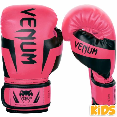 Gants de boxe enfant Venum Elite - Rose fluo