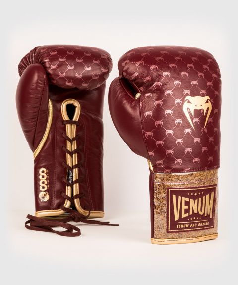 Gants de Boxe Pro avec Lacets Venum Coco Monogram - Rouge Grenat