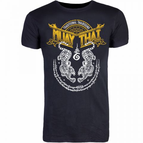 T-shirt 8 Weapons Sak Yant Tigers Muay Thai - Noir