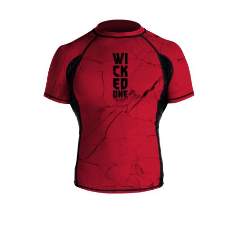 RASHGUARD WICKED ONE BROKEN - MANCHES COURTES - Rouge