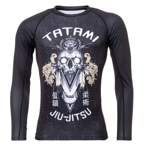 T-Shirt de Compression Recyclé Eco Tech Tatami Fightwear Totem - Manches Longues - Noir/Blanc